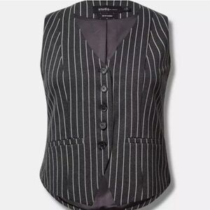 TORRID studio Charcoal Pinstripe Buttoned Vest